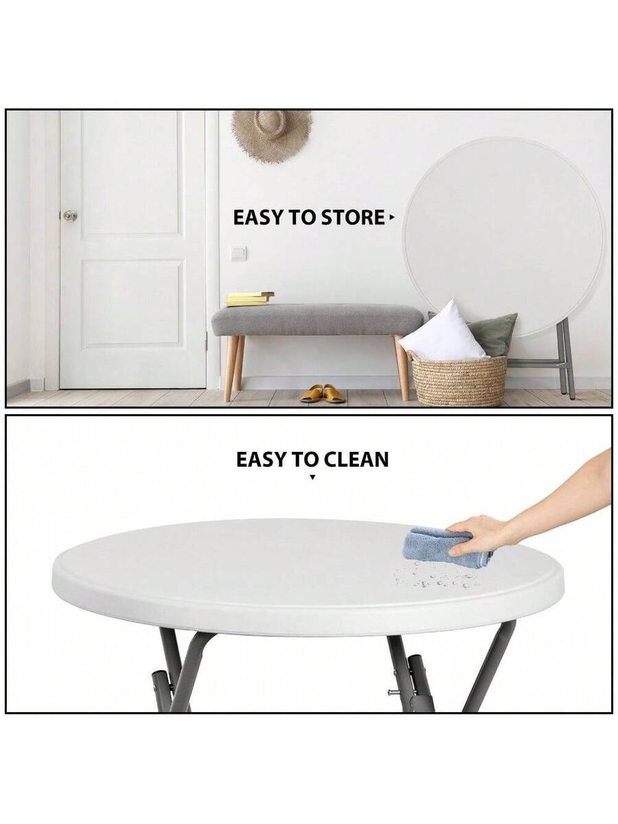 Camp Table Folding - Okrągły składany stół plastikowy 32 cale,