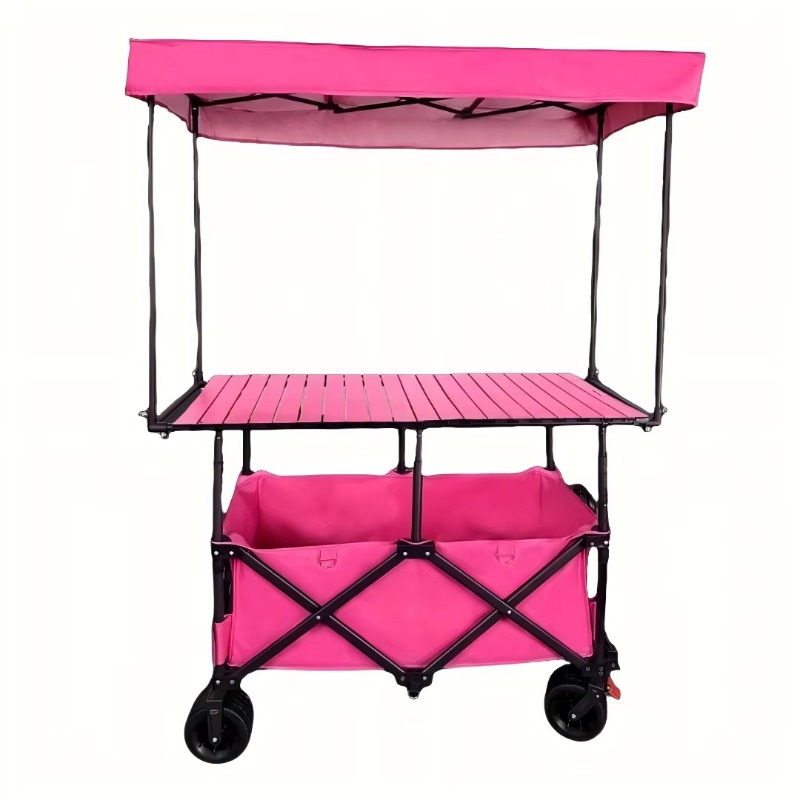 Camp Table Folding - Składany stalowy wózek stołowy, wózek do