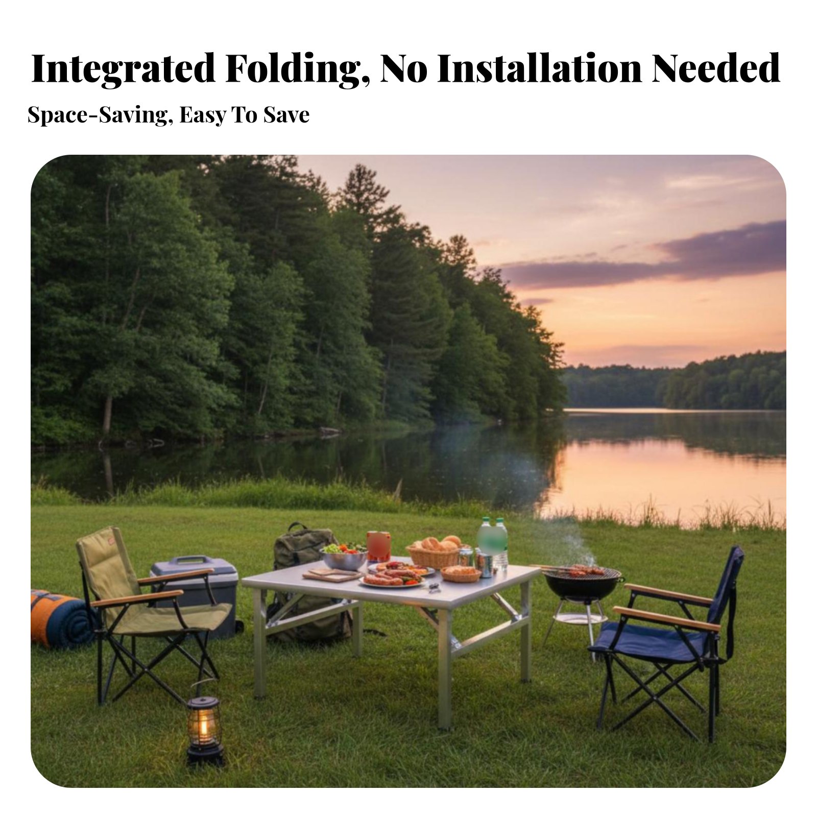 Camp Table Folding - Składany stolik grillowy ze stali nierdzewnej,