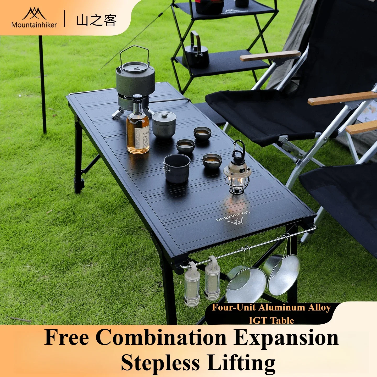 Outdoor Camping Folding Table - Przenośny grill kempingowy Mountainhiker ze stolikiem,